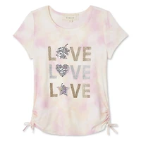 T-shirt noué sur les côtés avec motif scintillant Btween pour filles