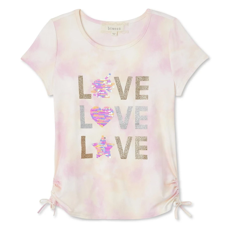Btween Girls' Glitter Side Tie Tee