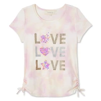 Btween Girls' Glitter Side Tie Tee