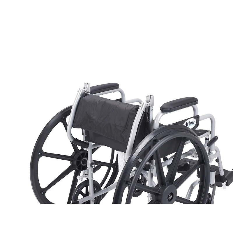 Drive Medical Silver 18-inch Poly Fly Light Weight Transport Chair Wheelchair with Swing Away Footrests