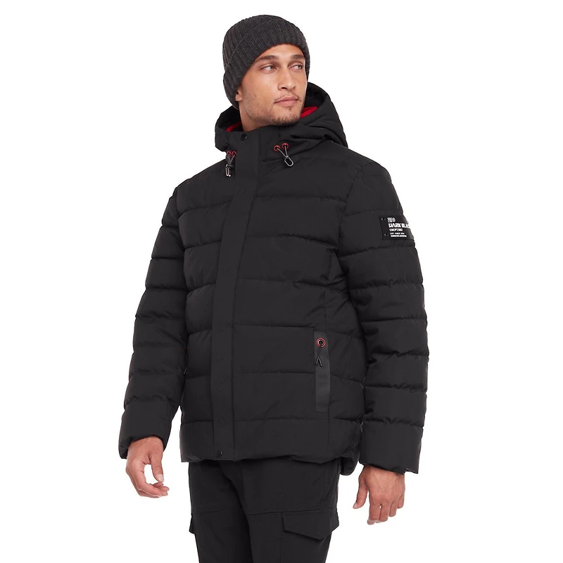 Dark Black Men's Hooded Puffer Jacket