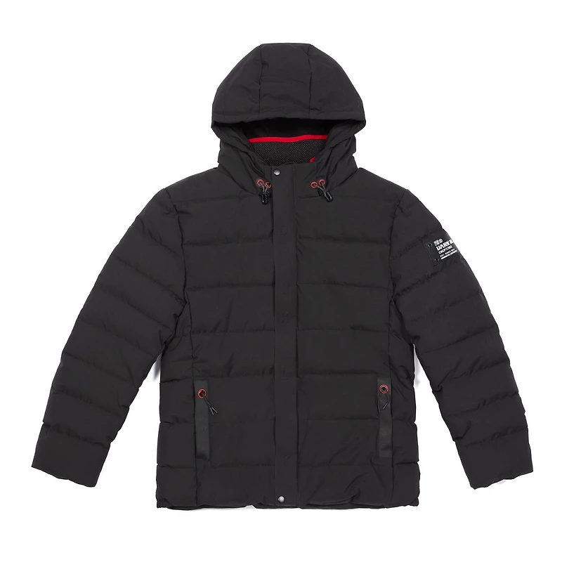 Dark Black Men's Hooded Puffer Jacket