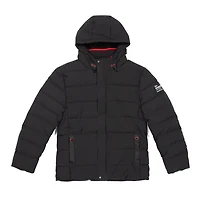 Dark Black Men's Hooded Puffer Jacket
