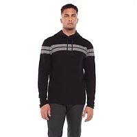 Dark Black Men's Long-Sleeve Hooded Pull-On Sweater