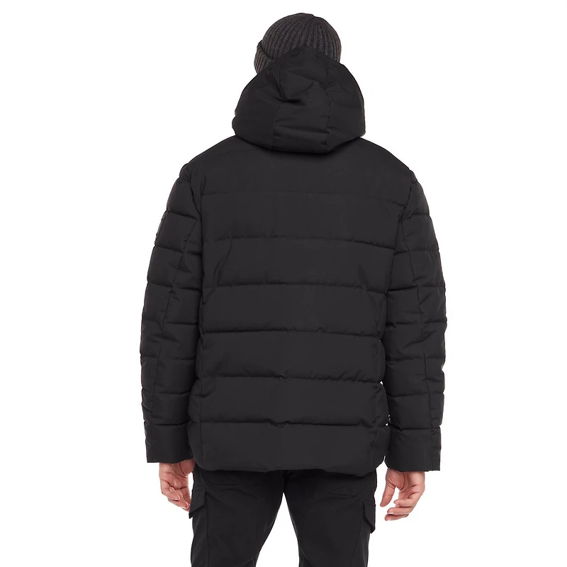 Dark Black Men's Hooded Puffer Jacket