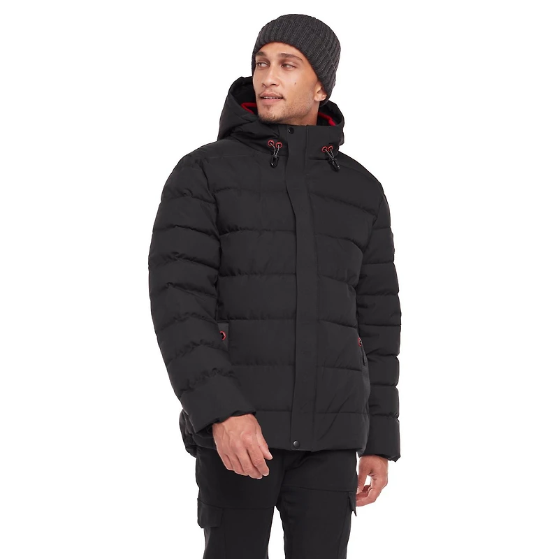 Dark Black Men's Hooded Puffer Jacket