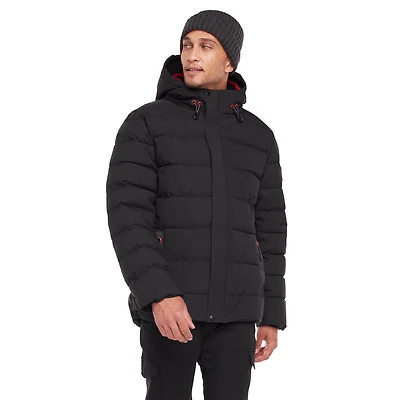 Dark Black Men's Hooded Puffer Jacket
