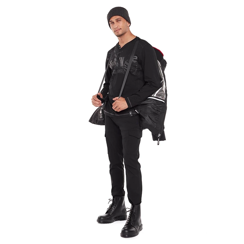 Dark Black Men's Hooded Puffer Jacket