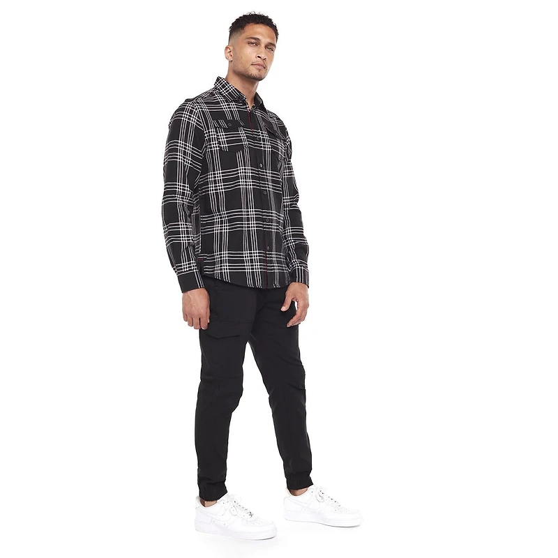 Chemise Dark Black avec poches et à manches longues pour hommes