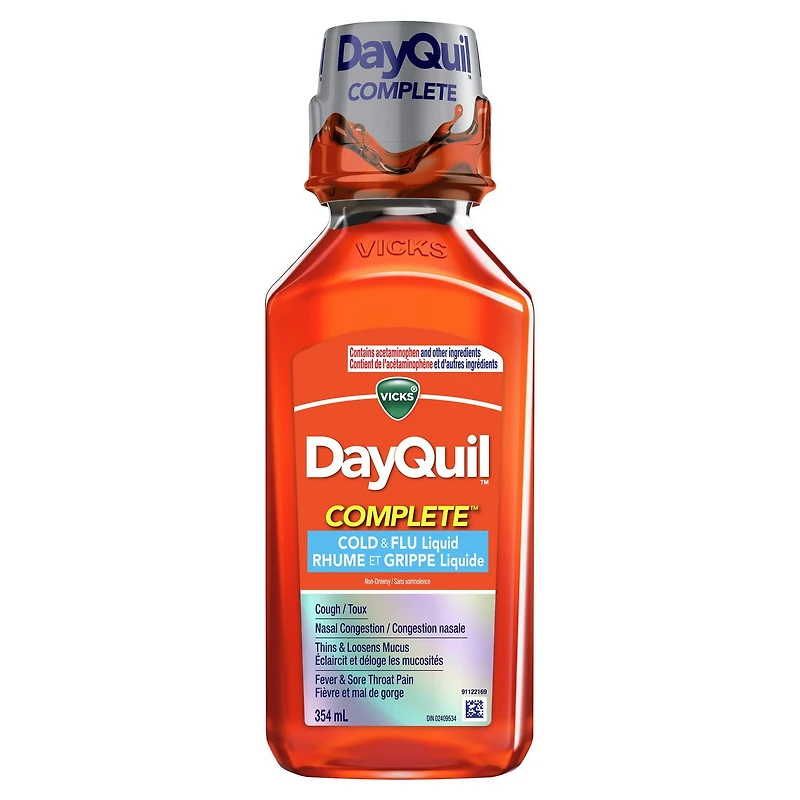 Vicks Dayquil Complete Cold & Flu Liquid, 354mL