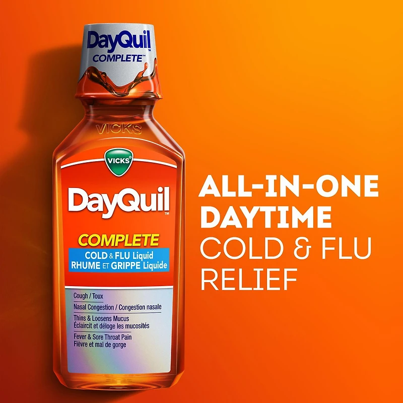 Vicks Dayquil Complete Cold & Flu Liquid, 354mL