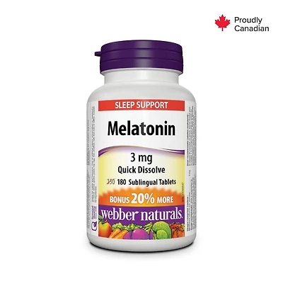 Webber Naturals Mélatonine Dissolution rapide, 3 mg