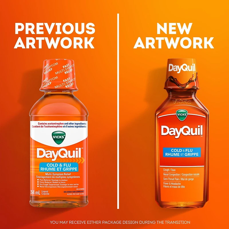 Médicament liquide DayQuil rhume et grippe 354 ml