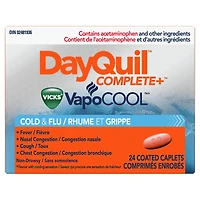 Vicks DayQuil COMPLETE + VapoCOOL rhume/grippe, jour sans somnolence : toux, fièvre, mal de gorge, congestion des sinus/bronchique, douleur sinus