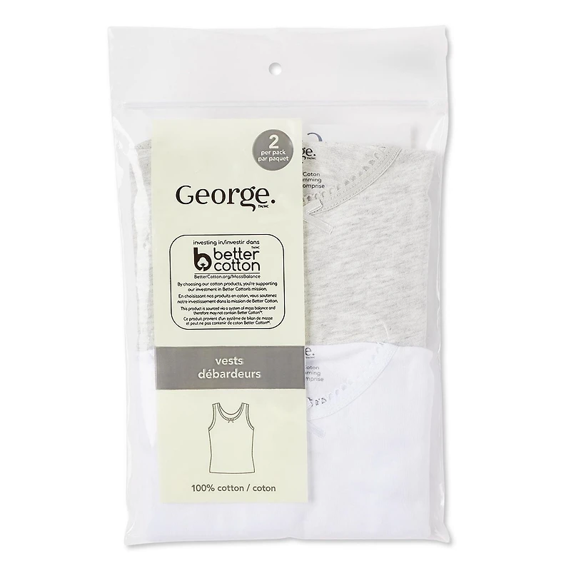 Lot de 2 débardeurs en coton George pour petites filles Tailles 2T/3T-4T