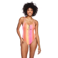 Maillot de bain 1 pièce lacé No Boundaries pour femmes