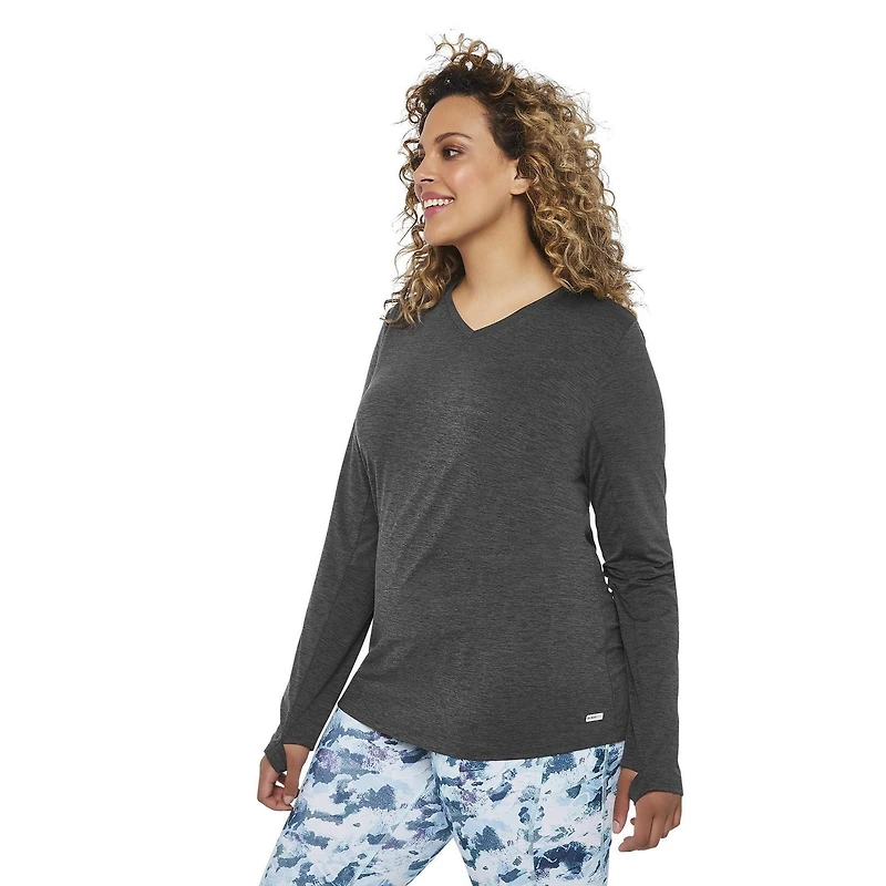 T-shirt à manches longues avec trou pour pouces Athletic Works Plus pour femmes