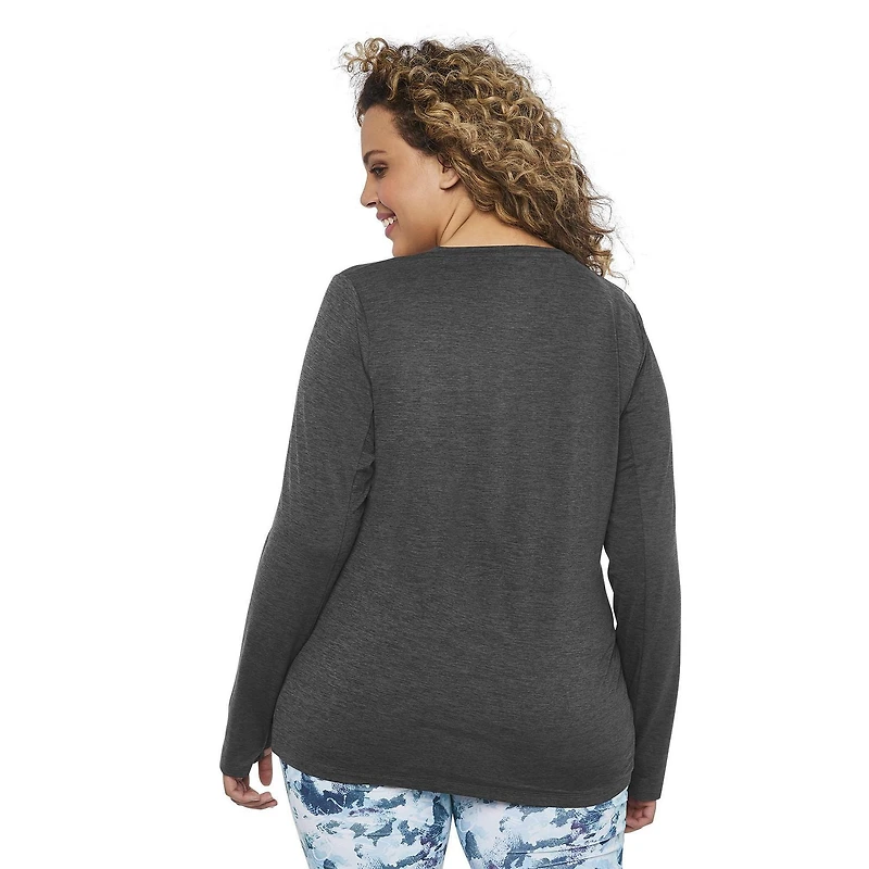 T-shirt à manches longues avec trou pour pouces Athletic Works Plus pour femmes