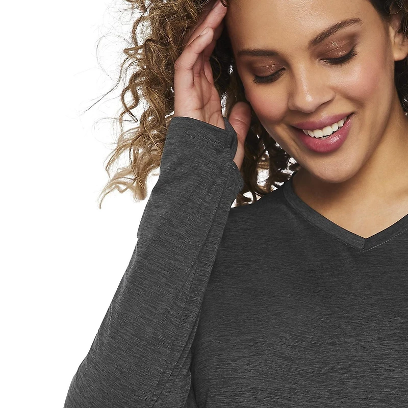 T-shirt à manches longues avec trou pour pouces Athletic Works Plus pour femmes