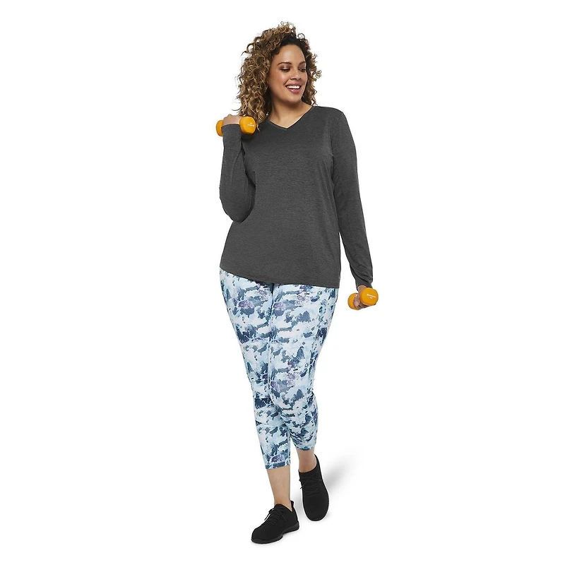 T-shirt à manches longues avec trou pour pouces Athletic Works Plus pour femmes