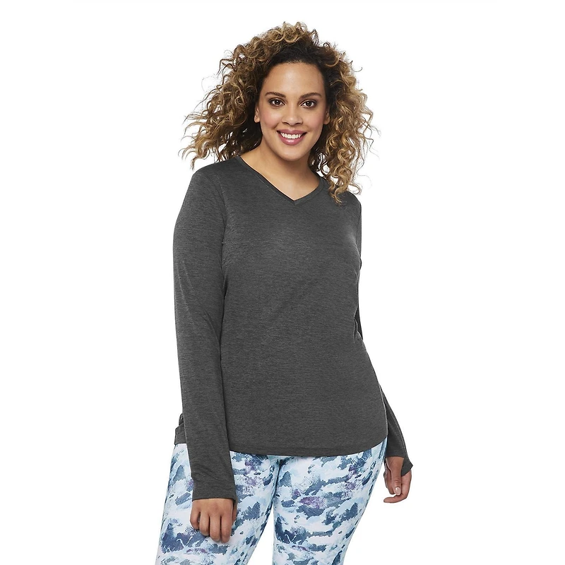 T-shirt à manches longues avec trou pour pouces Athletic Works Plus pour femmes