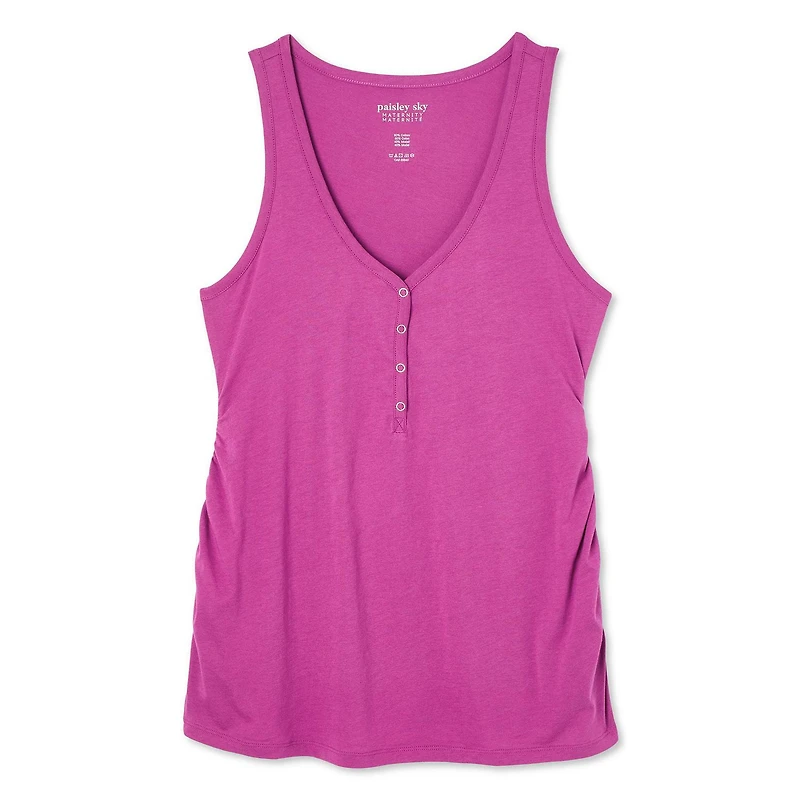 Paisley Sky Maternity Snap Henley Tank