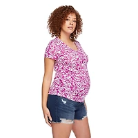 T-shirt à manches courtes et encolure en V Paisley Sky Maternité