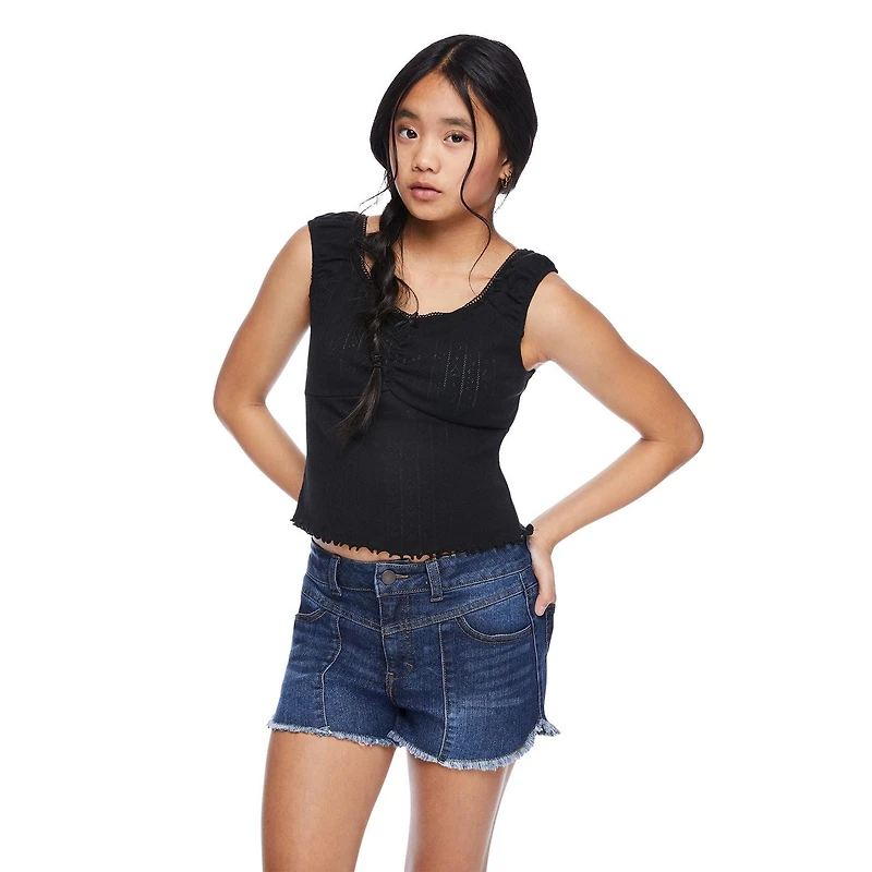 My Sister's Closet Girls' Cap Sleeve Ruched Top