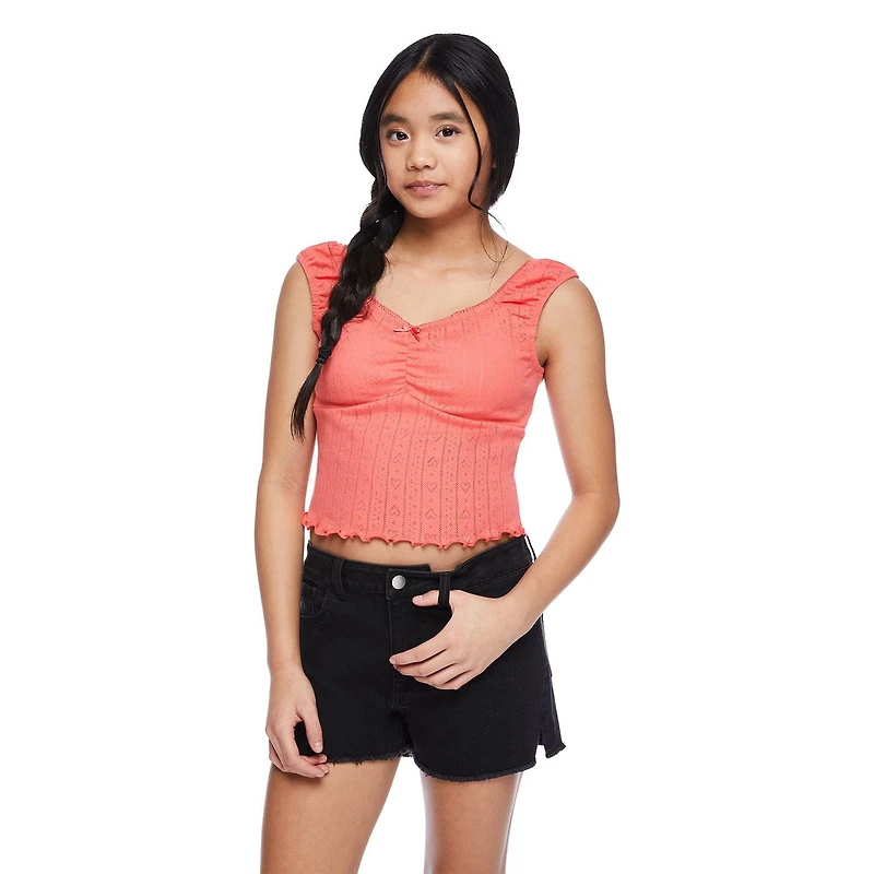 My Sister's Closet Girls' Cap Sleeve Ruched Top
