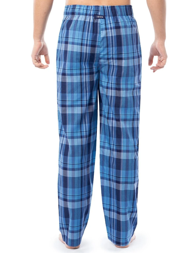 IZOD Men's Lightweight Relaxed Fit Sleep Pants, Blue Plaid