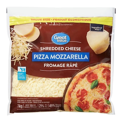 Great Value Pizza Mozzarella Shredded Cheese (Value Size), 1 kg