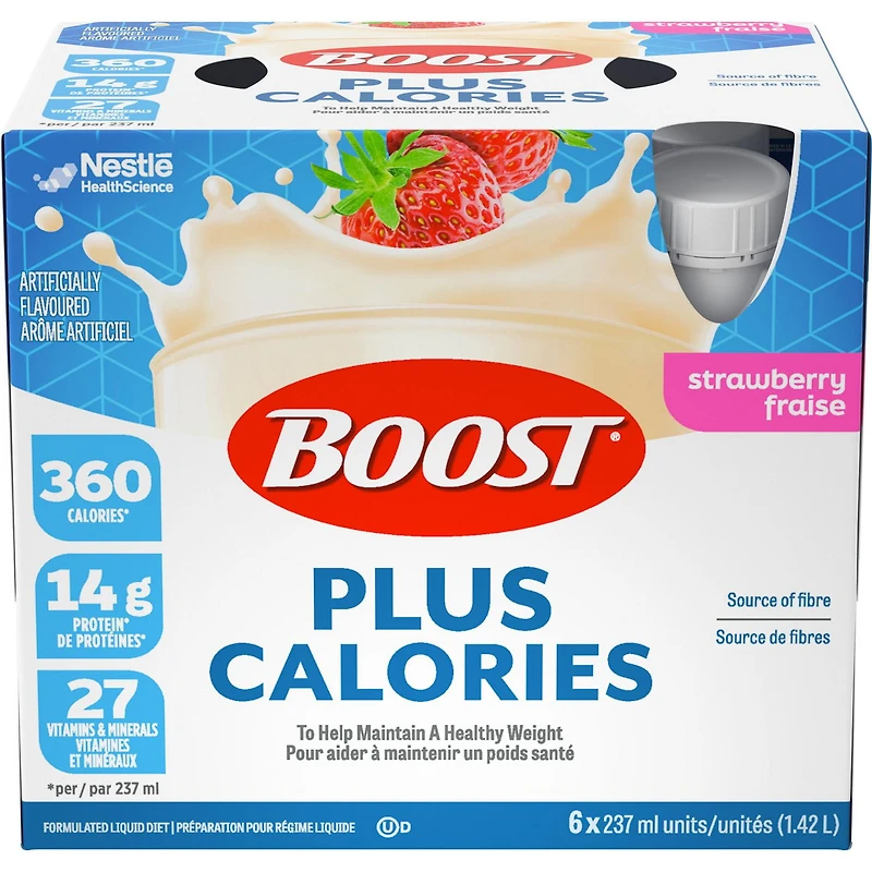 BOOST PLUS Complete Nutrition Drink – Strawberry, 6 x 237 ml, 6 x 237 ML