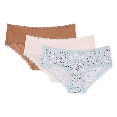 George Women's Lace Trim Hipsters 3-Pack