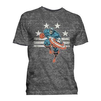 T-shirt Captain America de Marvel à encolure ras du cou et à manches courtes pour hommes