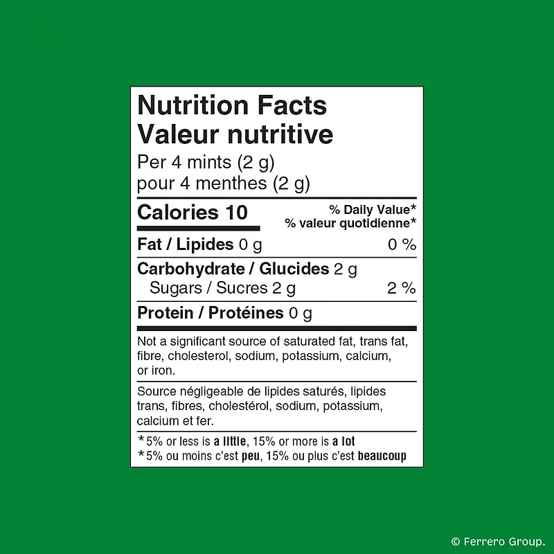 Menthes TIC TAC, Menthe fraîche