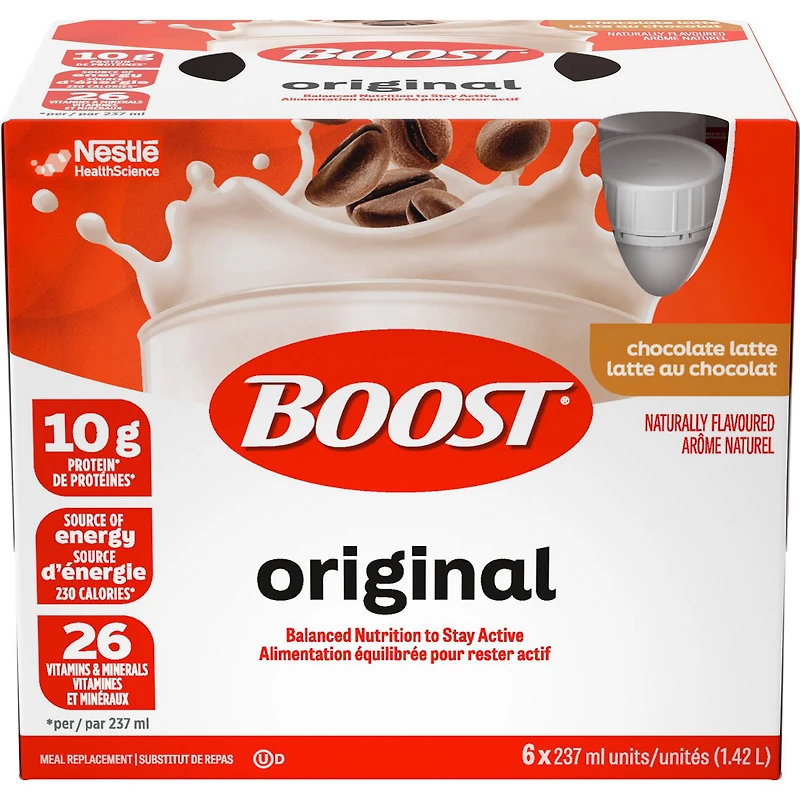 Substitut de repas BOOST Original, latte au chocolat, emb. de 6 1.5 kg
