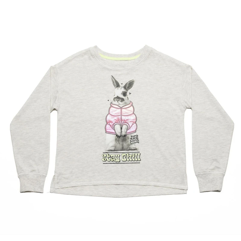 Justice Girls Bunny Puff Jacket Long Sleeve Crew