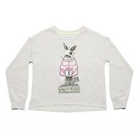 Justice Girls Bunny Puff Jacket Long Sleeve Crew