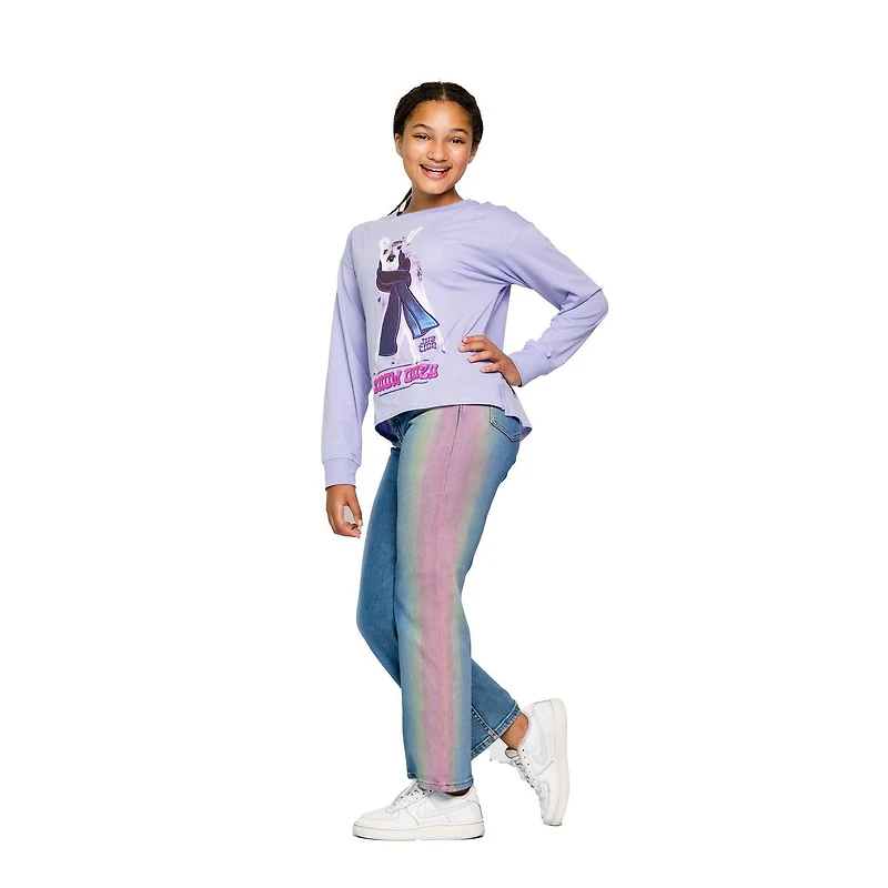 Justice Girls Deer With Scarf Long Sleeve Crew