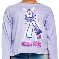 Justice Girls Deer With Scarf Long Sleeve Crew
