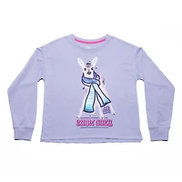 Justice Girls Deer With Scarf Long Sleeve Crew