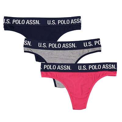 U.S. Polo Assn. Women's 3-Pack Ribbed Seamless Thongs