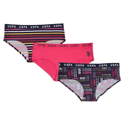 U.S. Polo Assn. Women's 3-Pack Laser Hipster Panty