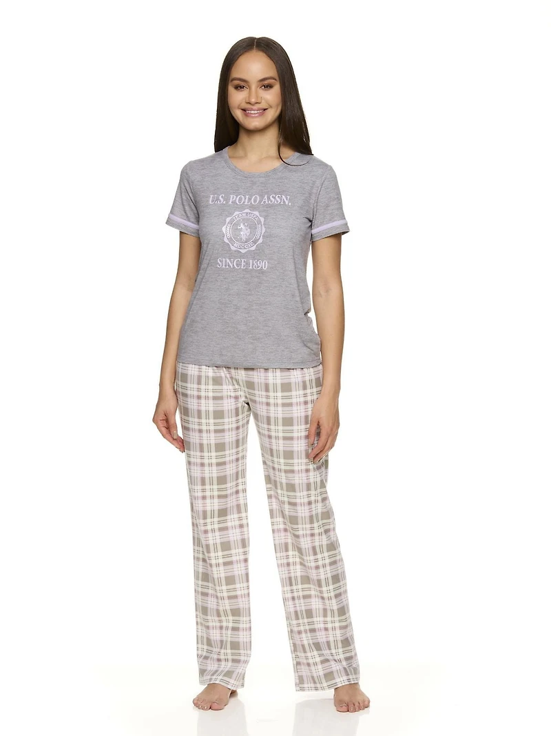 U.S. Polo Assn. Women's 2pc Pajama Short Sleeve Top & Pant Sleep Set