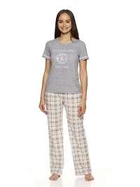 U.S. Polo Assn. Women's 2pc Pajama Short Sleeve Top & Pant Sleep Set