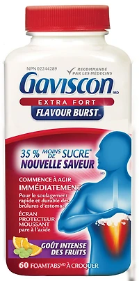 Gaviscon Extra Strength Flavour Burst Fruit Blast Tablets, 60 CHEWABLE FOAMTABS