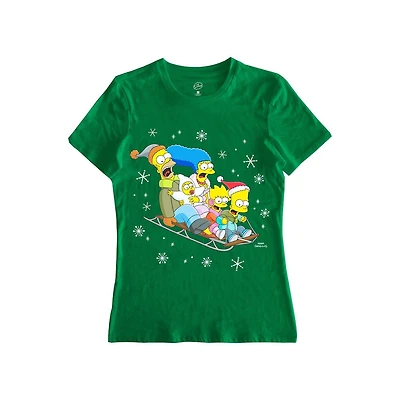 Ladies The Simpsons Sleigh Ride T-Shirt