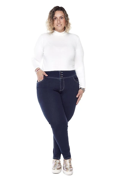 Frankie & Stella ™ Women's Plus High Rise Skinny Wide Waistband - Dark Wash