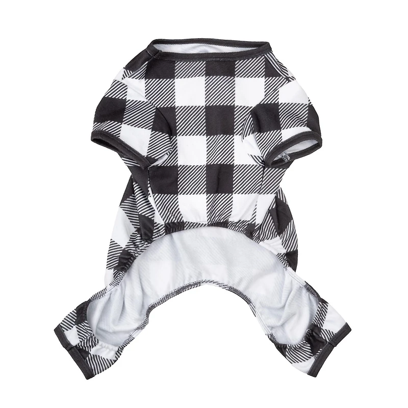 Vibrant Life Pyjama de vacances à carreaux pour animaux de compagnie – Pyjama pour chien et chat – Noir et blanc