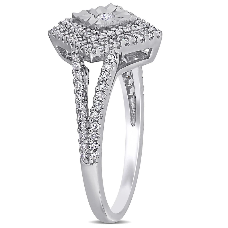 Bague de fiançailles auréole Miabella avec diamant 1/2 CT poids total en argent sterling